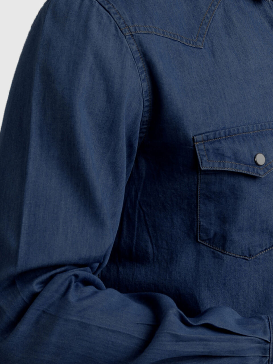 Pure Cotton Classic Denim Shirt - Blue | Benetton