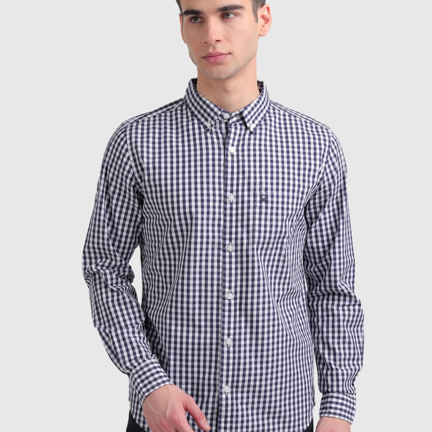 Pure Cotton Long Sleeves Checked Shirt - Blue | Benetton