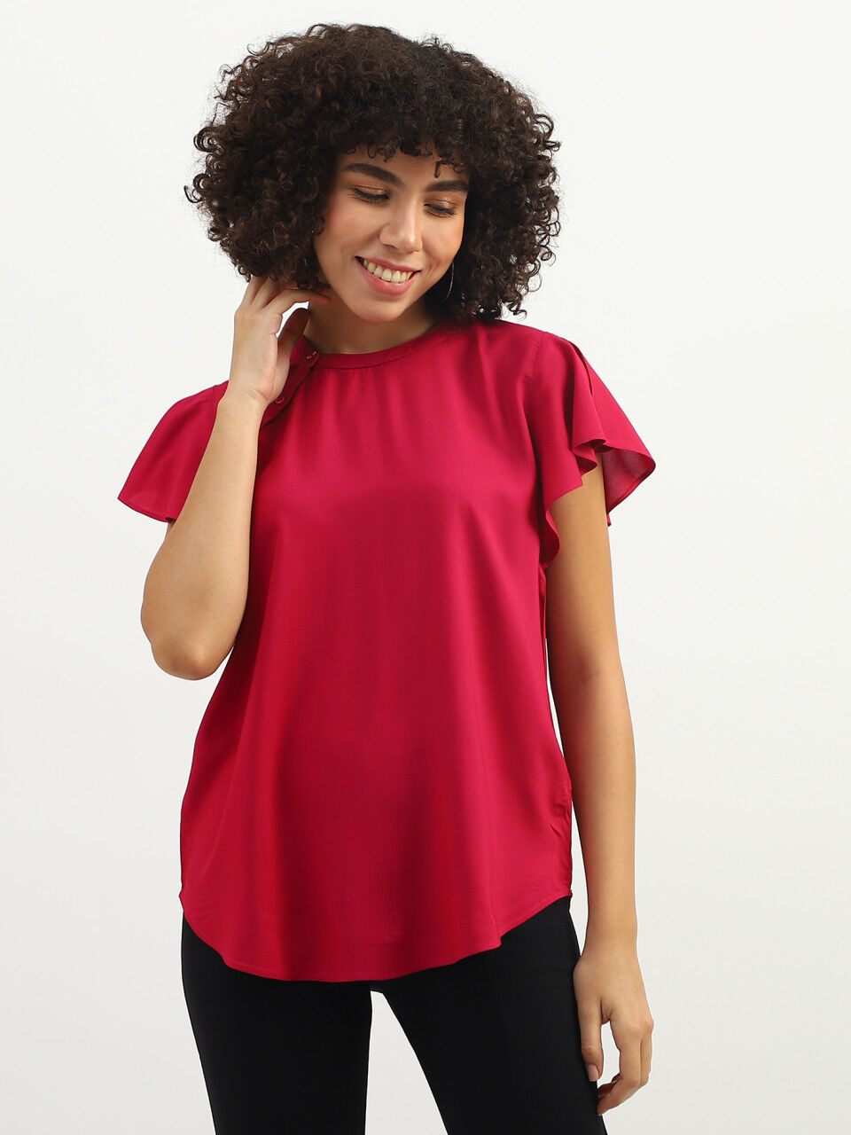 United Colors of Benetton Women Solid Round Neck Top