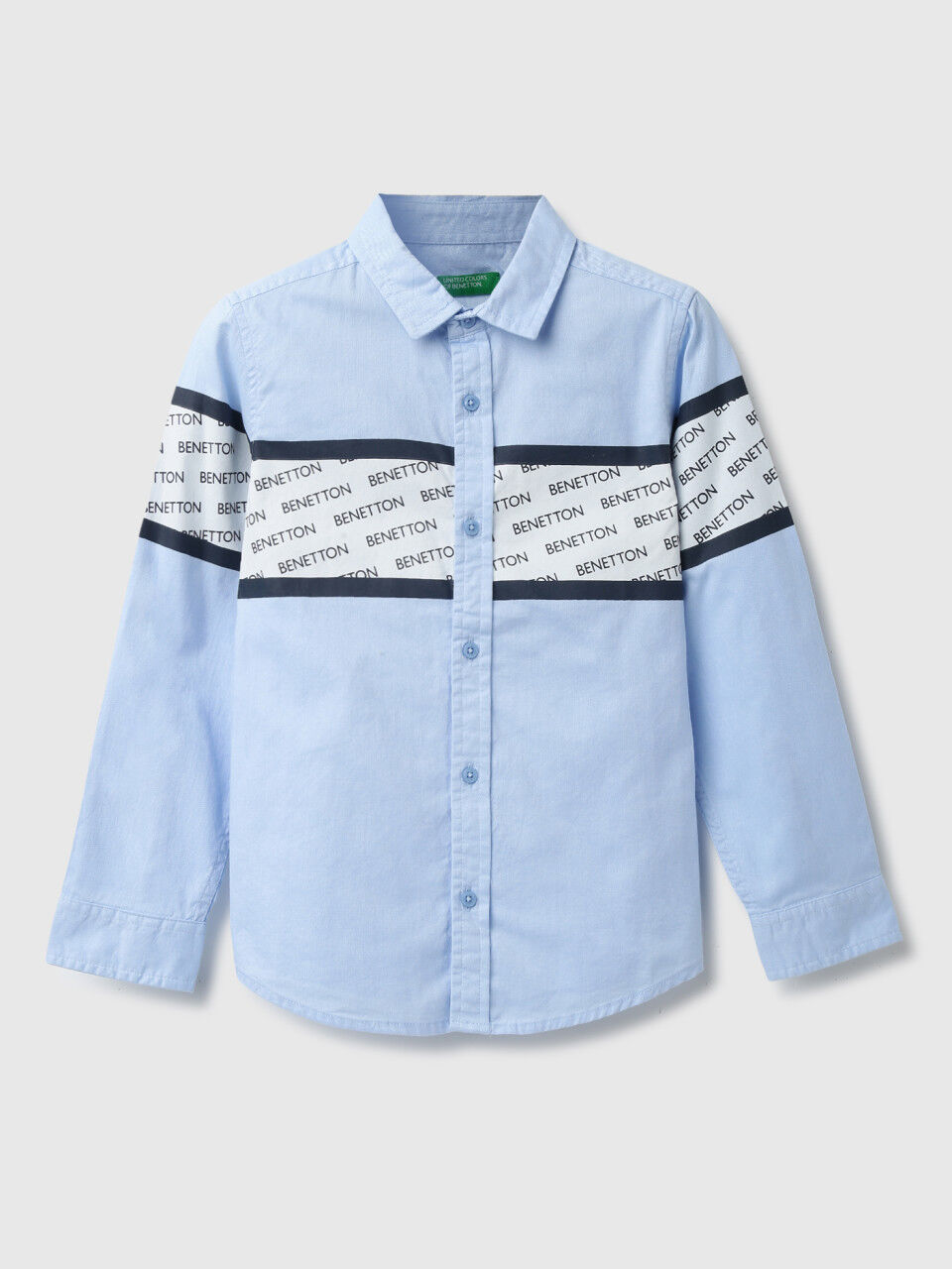 United Colors of Benetton Boys Printed Spread Collar Shirt