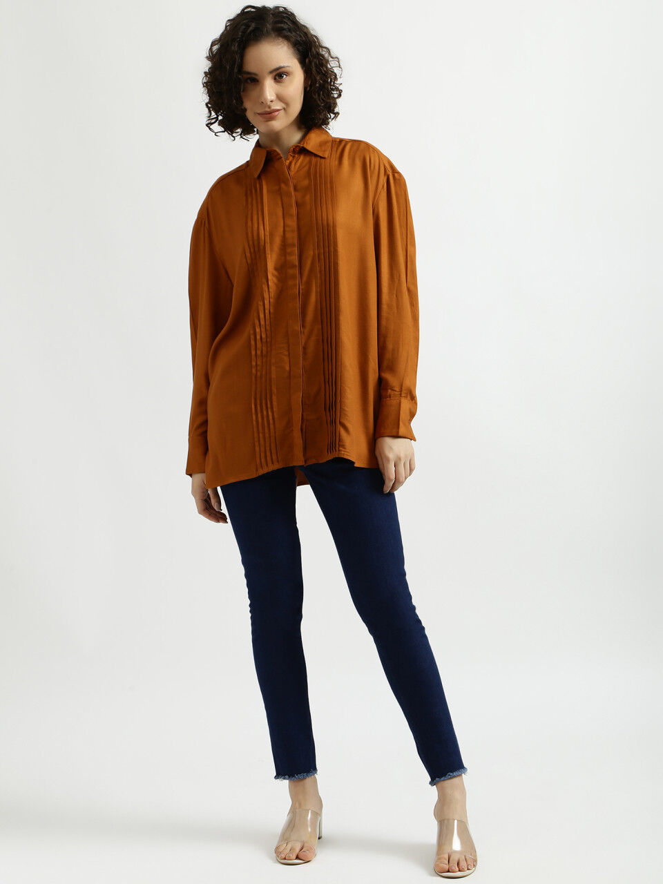 United Colors Of Benetton Rust Pintuck Pleated Shirt