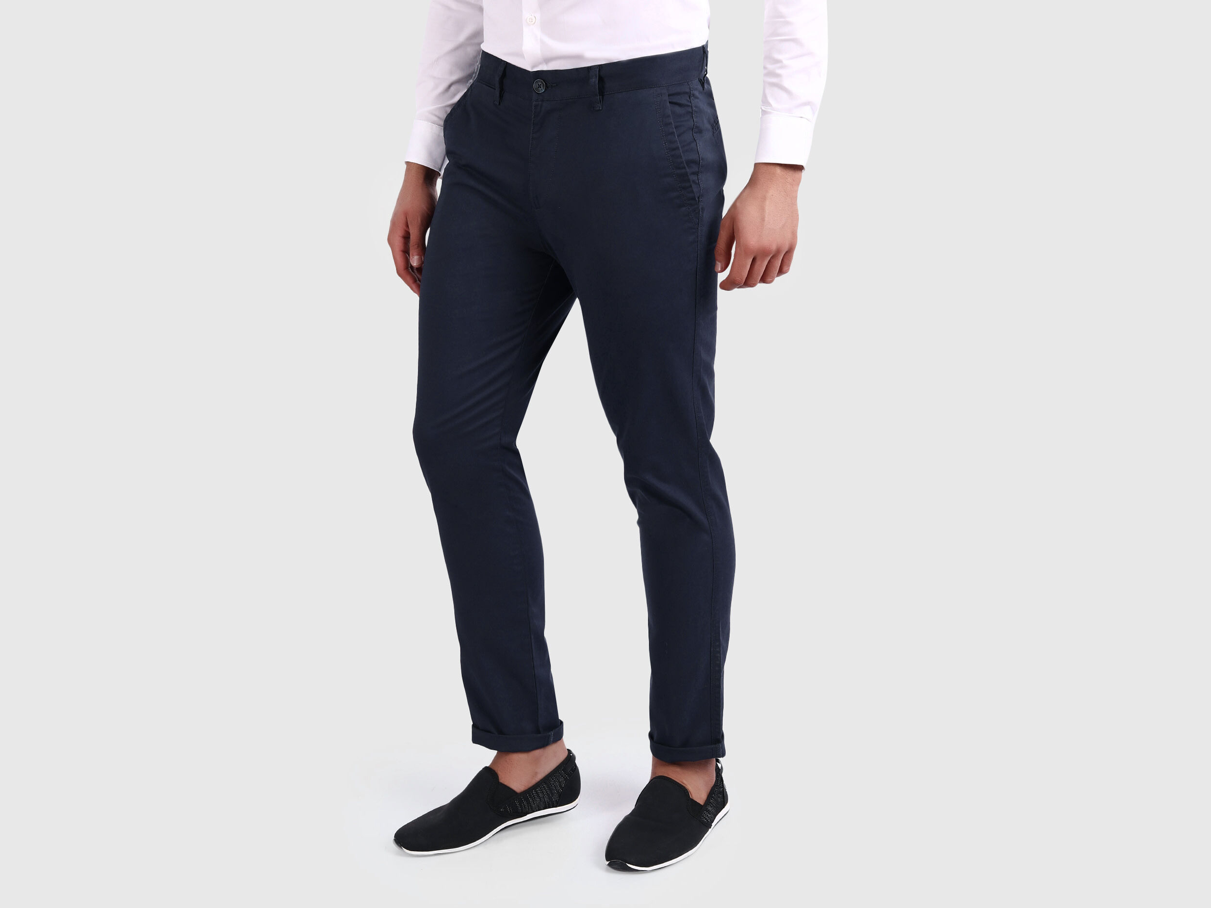 Stretchable Slim Fit Twill Trousers  Bright Blue  Benetton