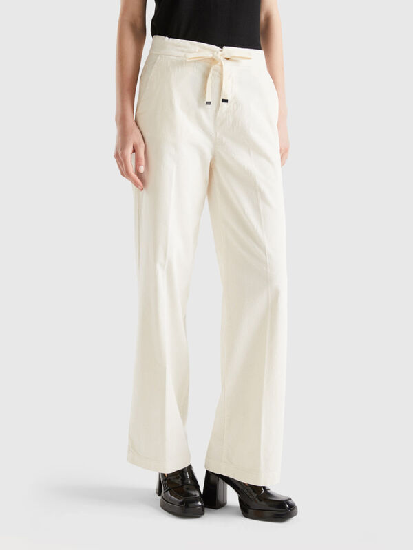Textured Flared Fit Trousers