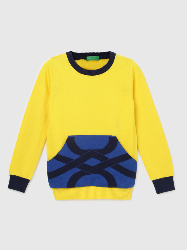 Boy's Regular Fit Crew Neck Colorblock Sweater