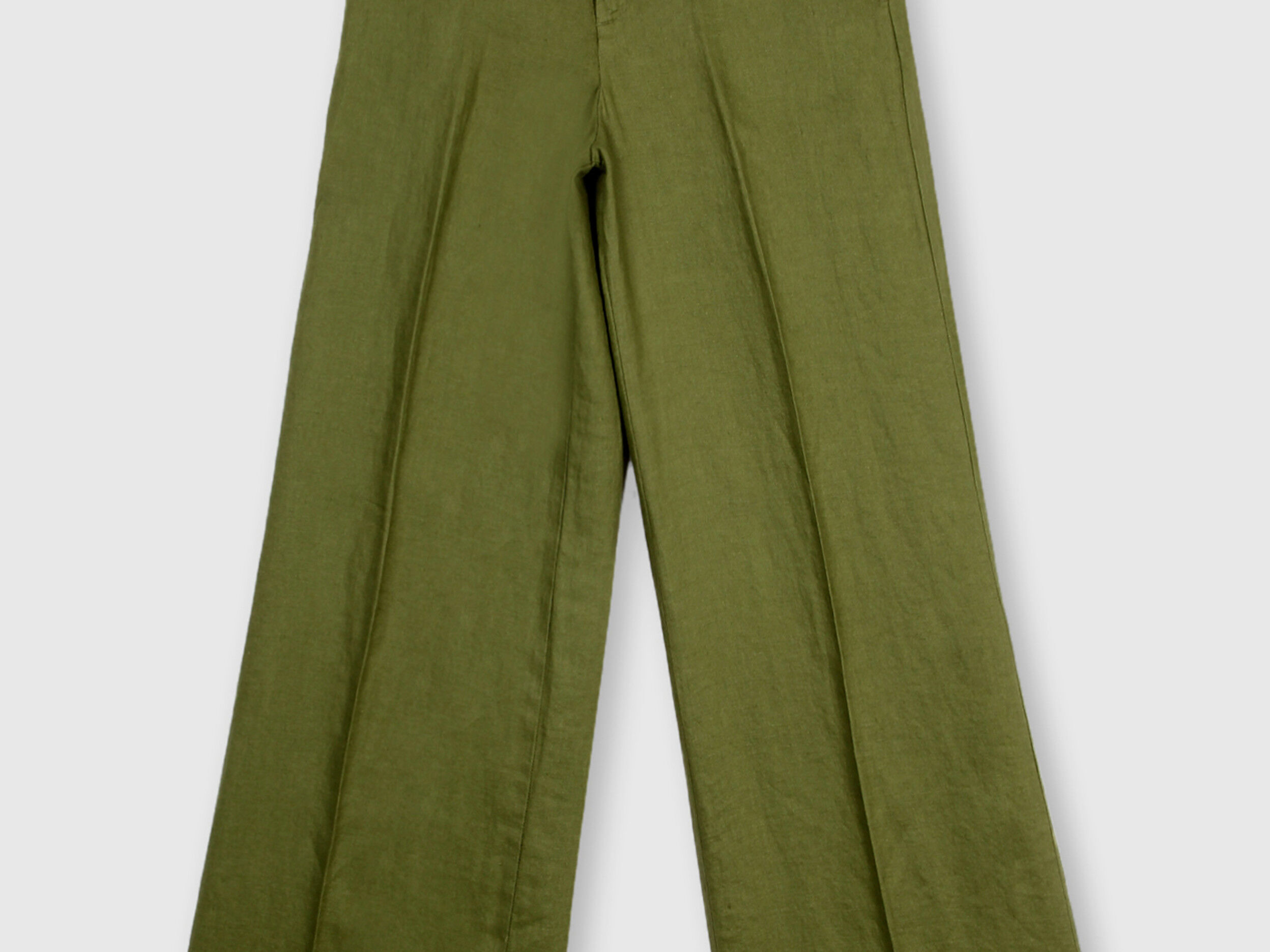 Cropped trousers in 100 linen  White  Benetton