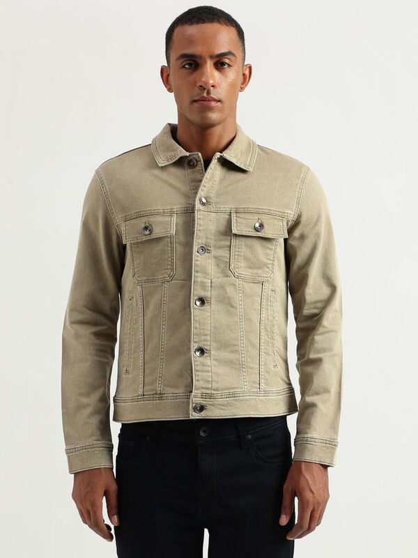 Men's Regular Fit Spread Collar Solid Jackets