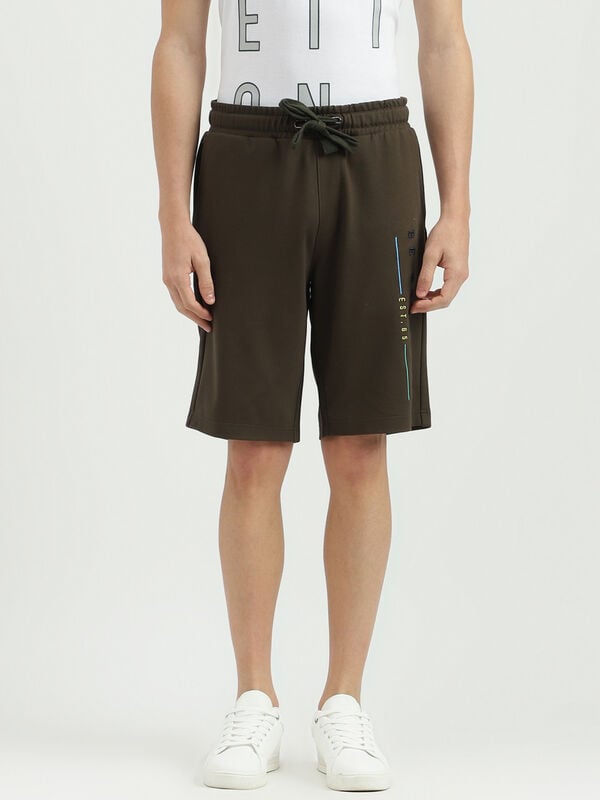 Embroidered Regular Fit Mid Waist Shorts
