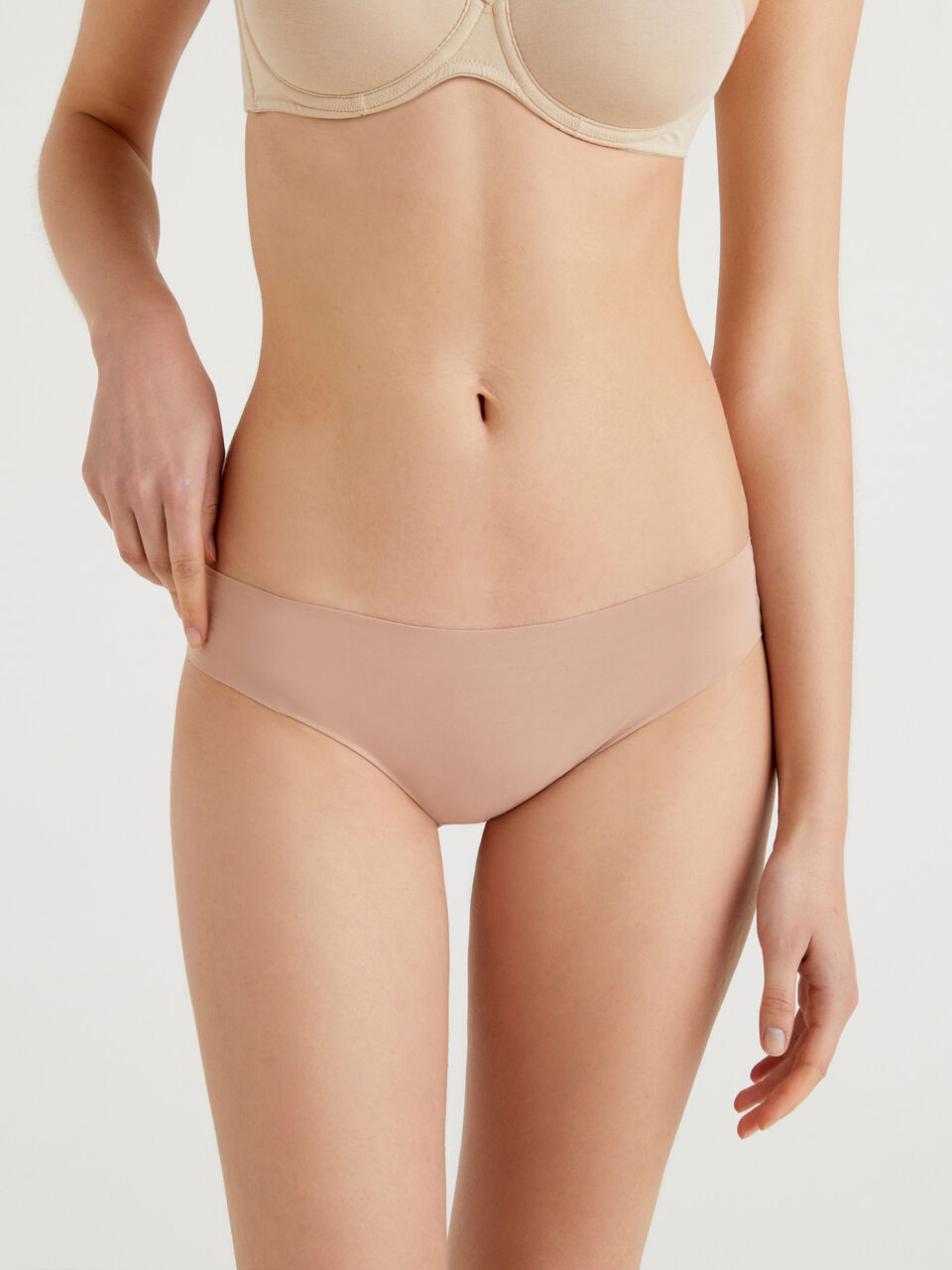 3 Pc Women's Laser Cut Seamless Brief High Waist Panties Underwear Beige  Nude L at  Women's Clothing store