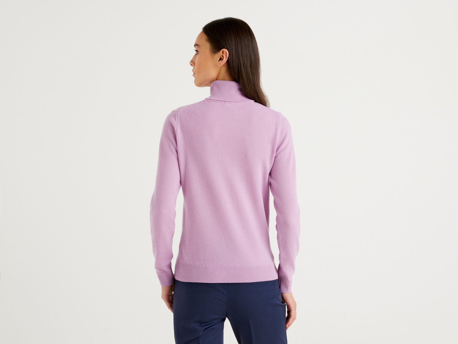 Lilac turtleneck sweater in pure Merino wool - Lilac