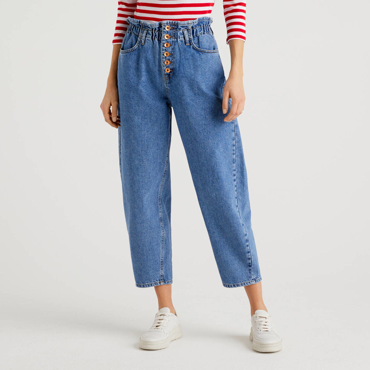 Midtown Meet Ups Straight Leg Paperbag Jeans (Light Denim) · NanaMacs