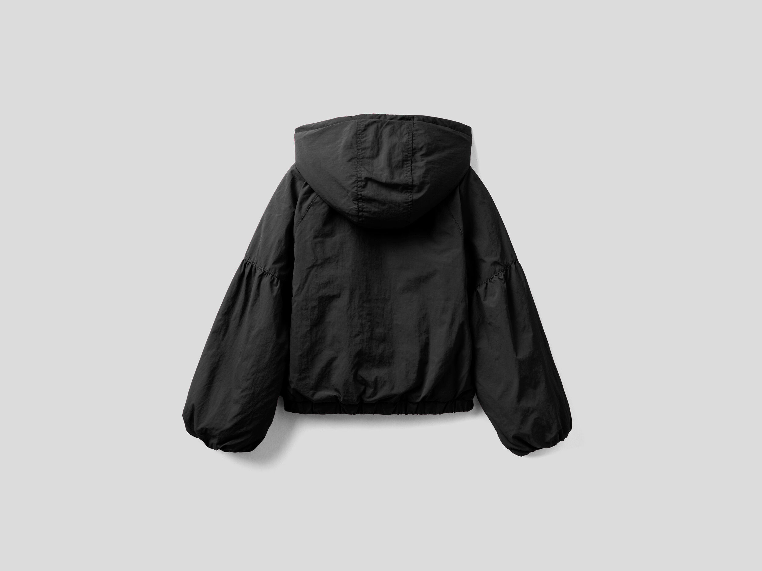 Jacket with balloon sleeves - Black | Benetton