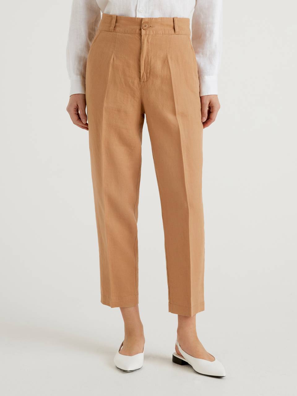 United Colors Of Benetton Trousers and Pants  Buy United Colors Of Benetton  Ladies Pastel Blue Linen Pants Online  Nykaa Fashion